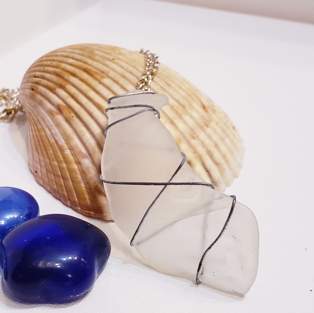 White Sea Glass Necklace